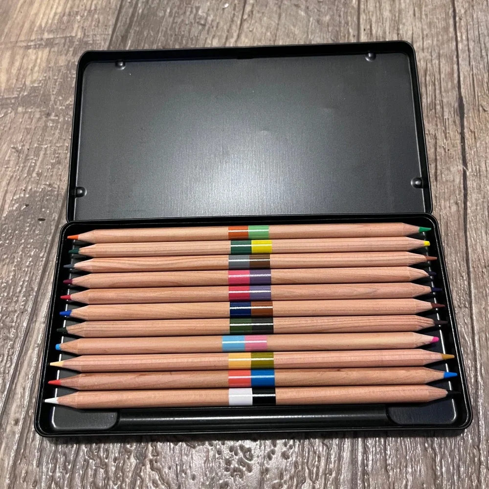 Guggenheim Museum Dual Colored Pencils Art Movements Set Black Tin 11 Count